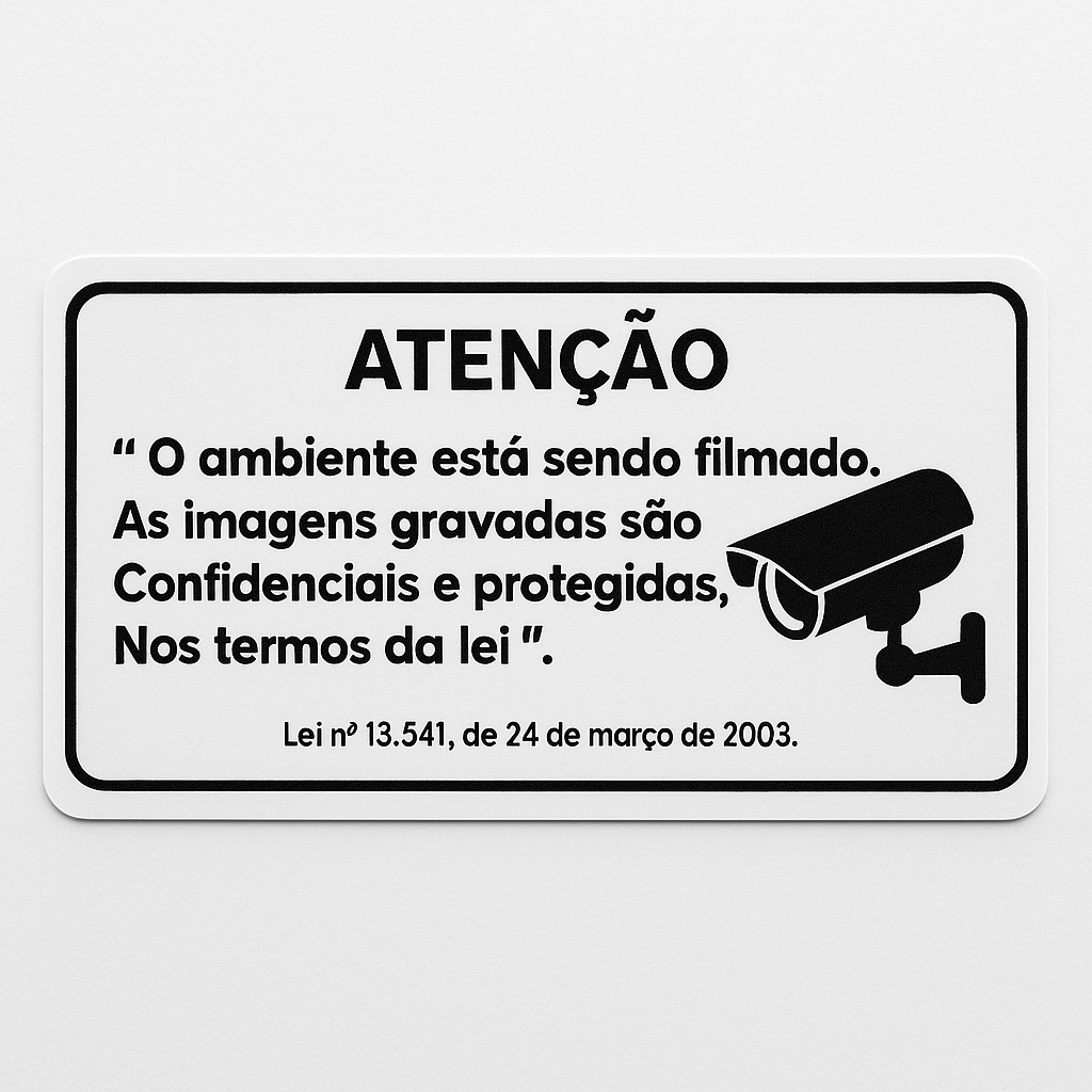 Placa De Sinalização Ambiente Monitorado Câmera Segurança Ambiente Seguro