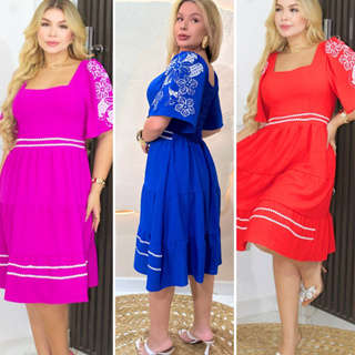 Vestido Midi Luxo Feminina Elegante Evangelica Tamanho unico Duna Premium Forrado em Oferta na Shopee