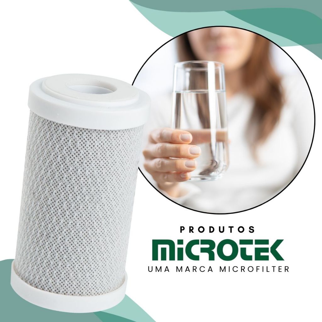 Refil Filtro Carbon Block 5 de Agua Vela Carvão Ativado Purificador Tira Cloro e Odor da Água Microtek
