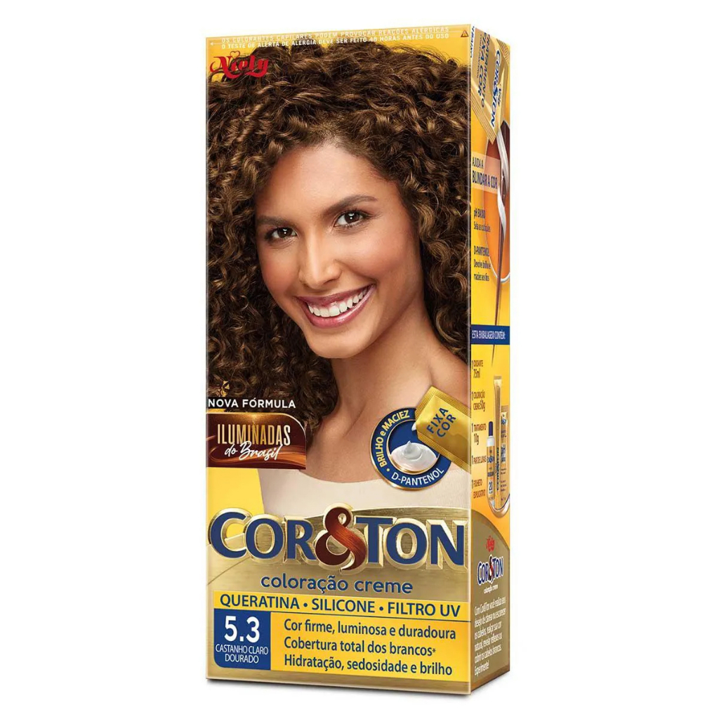 Tintura Cor&Ton Niely Mini kit 5.3 Castanho Claro Dourado em Oferta na Shopee