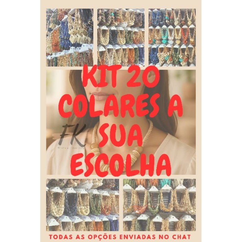 Kit 20 Colar Feminino Atacado Colares Feminino Revenda Promoção Chocker Diversos Modelos