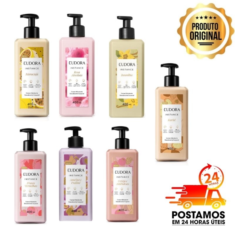 Creme Hidratante Desodorante Corporal Eudora Siàge (Baunilha, Rosa Absoluta, cereja, ameixa, frutas vermelhas, karite)