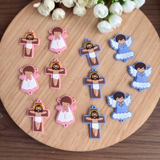 Aplique Religioso Emborrachado Entremeio Anjo + Cruz Mini Terço Infantil 10 unidades sendo 5 pares em Oferta na Shopee