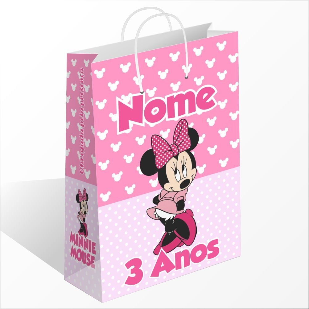 Sacolinha Personalizada Minnie Rosa Personalizada com Nome Sacolinha Surpresa Lembrancinha de Festa
