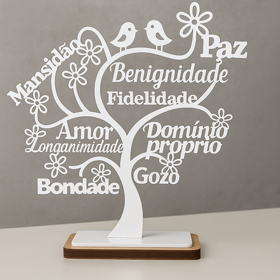 Árvore decorativa mensageira Frutos do Espírito de mesa