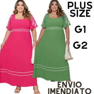 Vestido Feminino Plus Size Longo Luxo Manga Estampado Duna Premium Forrado G1 G2 em Oferta na Shopee