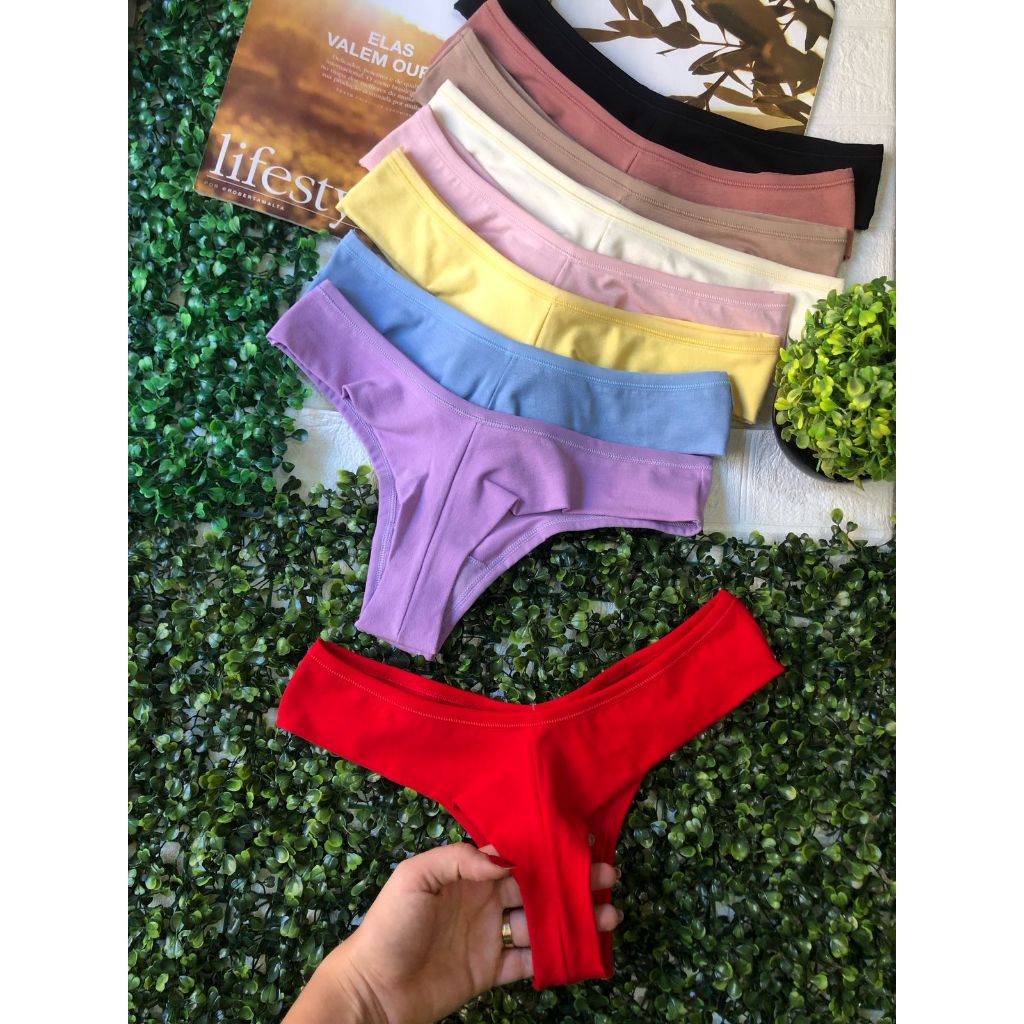 Kit calcinhas Fio Duplo 100% algodão confortável e antialérgica que não marca na roupa em Oferta na Shopee