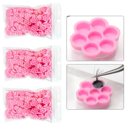 kit 100/300 Batoques Flor Rosa Para Anel Suporte Para Cola Extensao De Cilios