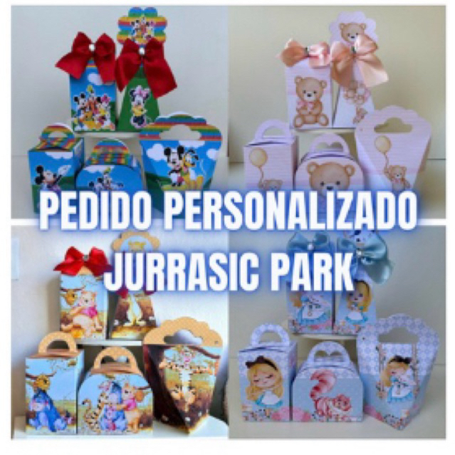 Kit Personalizados Dinossauro Jurassic Park Pegue e Monte Lembrancinha Caixinha (Informe nome e idade no Chat)