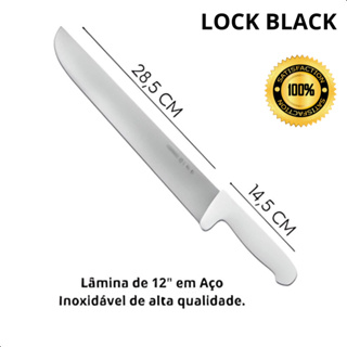 Facão Branco 12” Polegadas Profissional – Ideal para Açougue, Corte de Carnes e Uso Doméstico em Oferta na Shopee