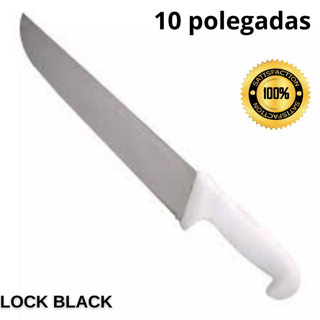 Facão Sky 10” Polegadas Branco em Aço Inox – Profissional para Açougue, Corte de Carnes, Churrasco e Cozinha Doméstica em Oferta na Shopee