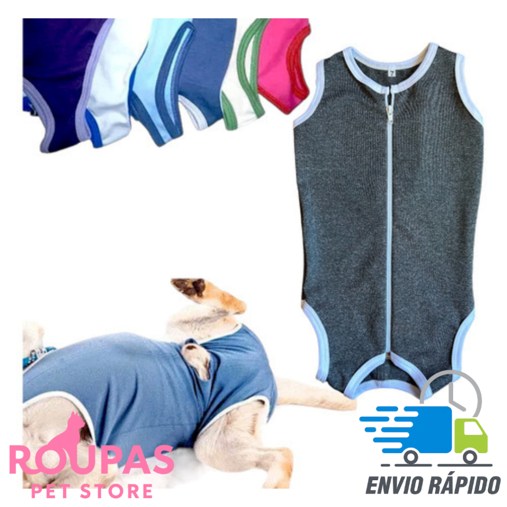 Roupa Castração P/Cães E Gato Roupa Pós Cirúrgica Tam 0 A 10