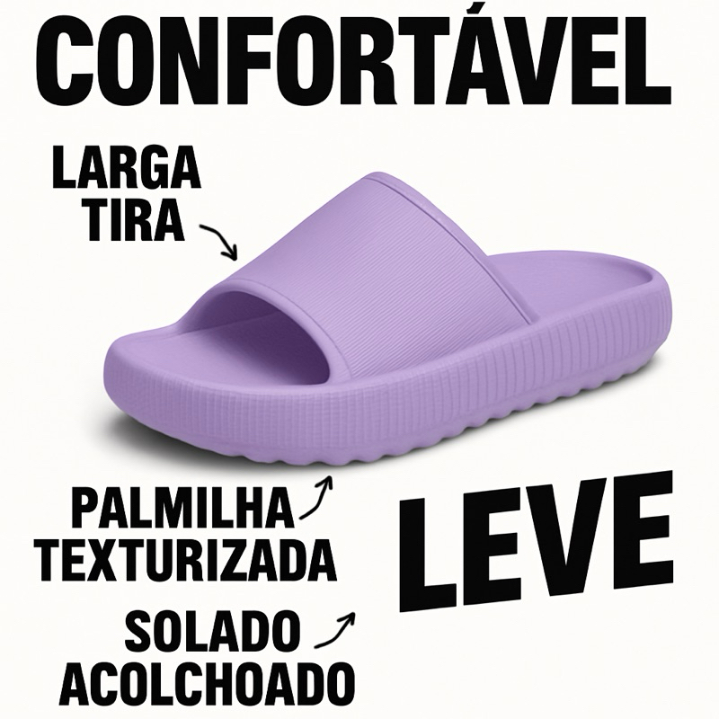 Chinelo Nuvem Ortopedico Confortavel Leve Macio Estiloso Antiderrapante Feminino