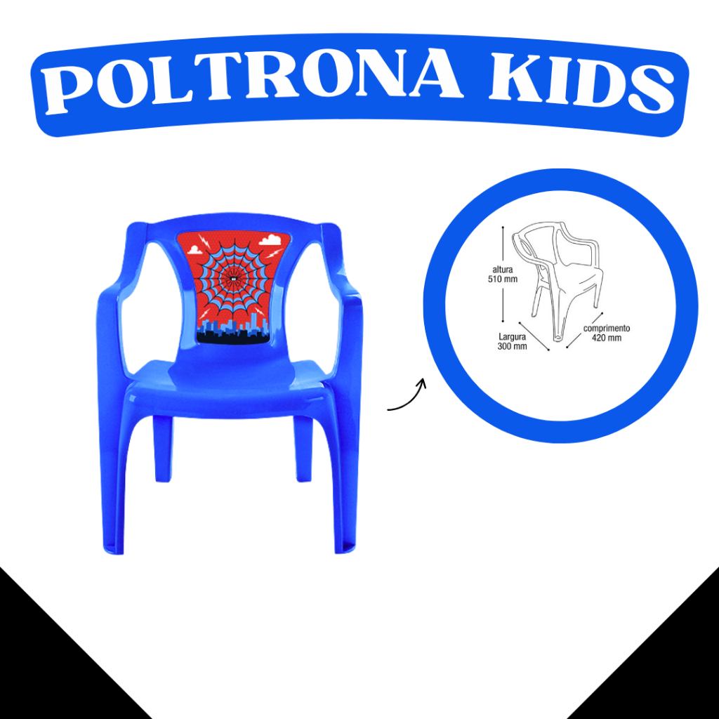 🕷️ Poltroninha Infantil Plástica com Encosto – Tema Aranha / Cor Azul em Oferta na Shopee