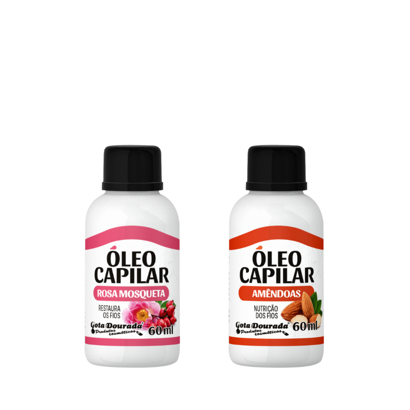 Kit Óleo para Cabelo Gota Dourada - Oléo Capilar 2 unidades - Rosa Mosqueta e Amêndoas em Oferta na Shopee