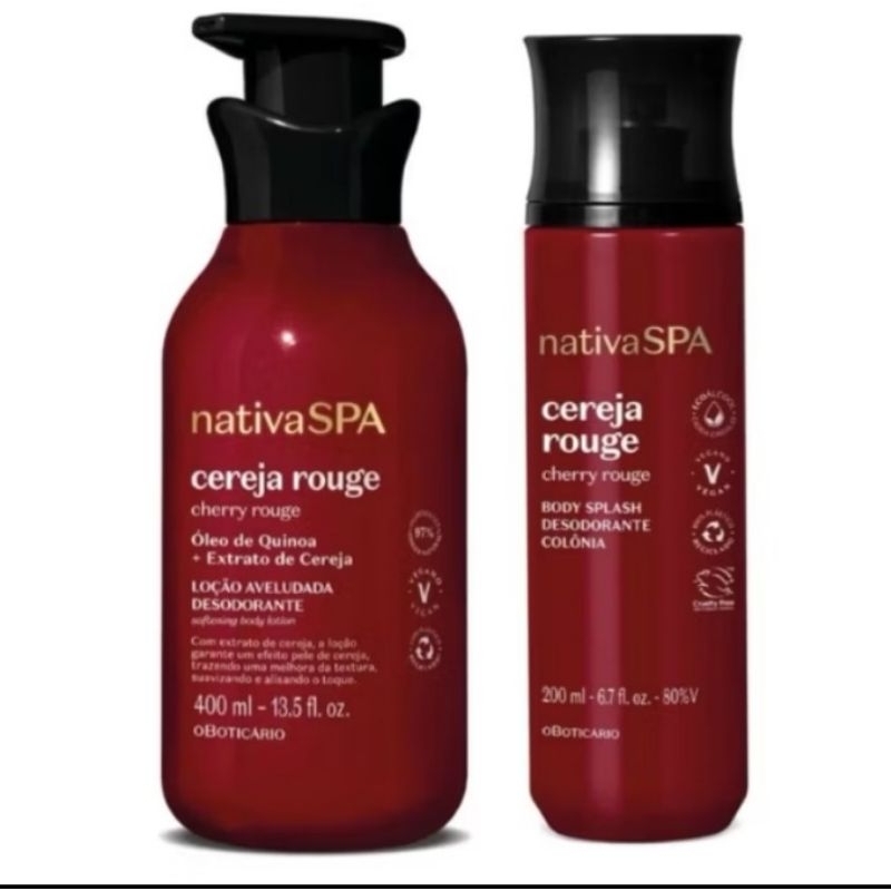 hidratante cereja rouge 400 ml+splash cereja rouge 200ml