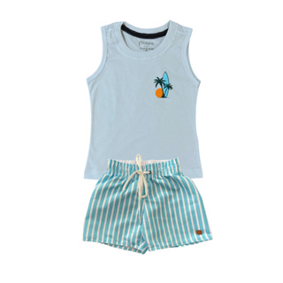 Conjunto Infantil Praia Dia a Dia Camiseta Regata + Short Tactel Meninos de 1 2 4 6 8 anos em Oferta na Shopee