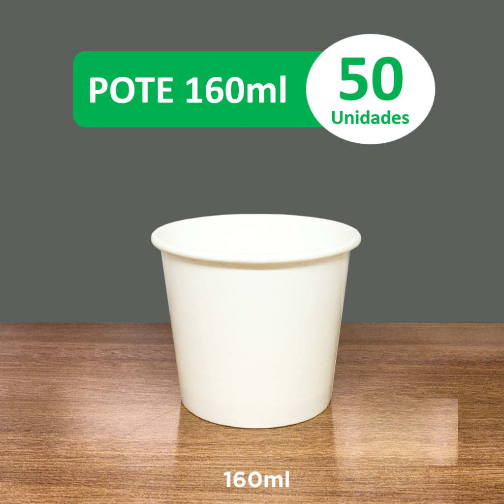 Pote de Papel Biodegradável 160ml - Kit 50 unidades em Oferta na Shopee