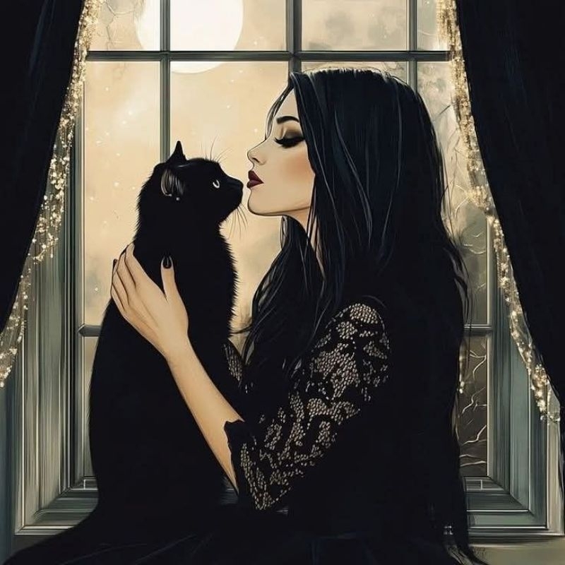 Quadro Decorativo Gato Preto com sua pomba gira Pombogira, pomba gira,pombagira