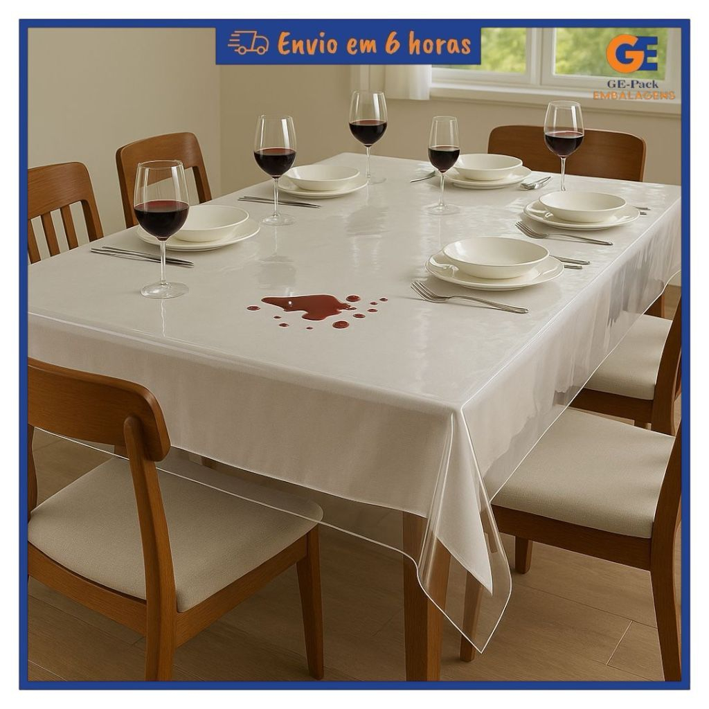 Toalha de mesa de plástico transparente grossa 4 6 8 Lugares Cristal Impermeável Térmica c...