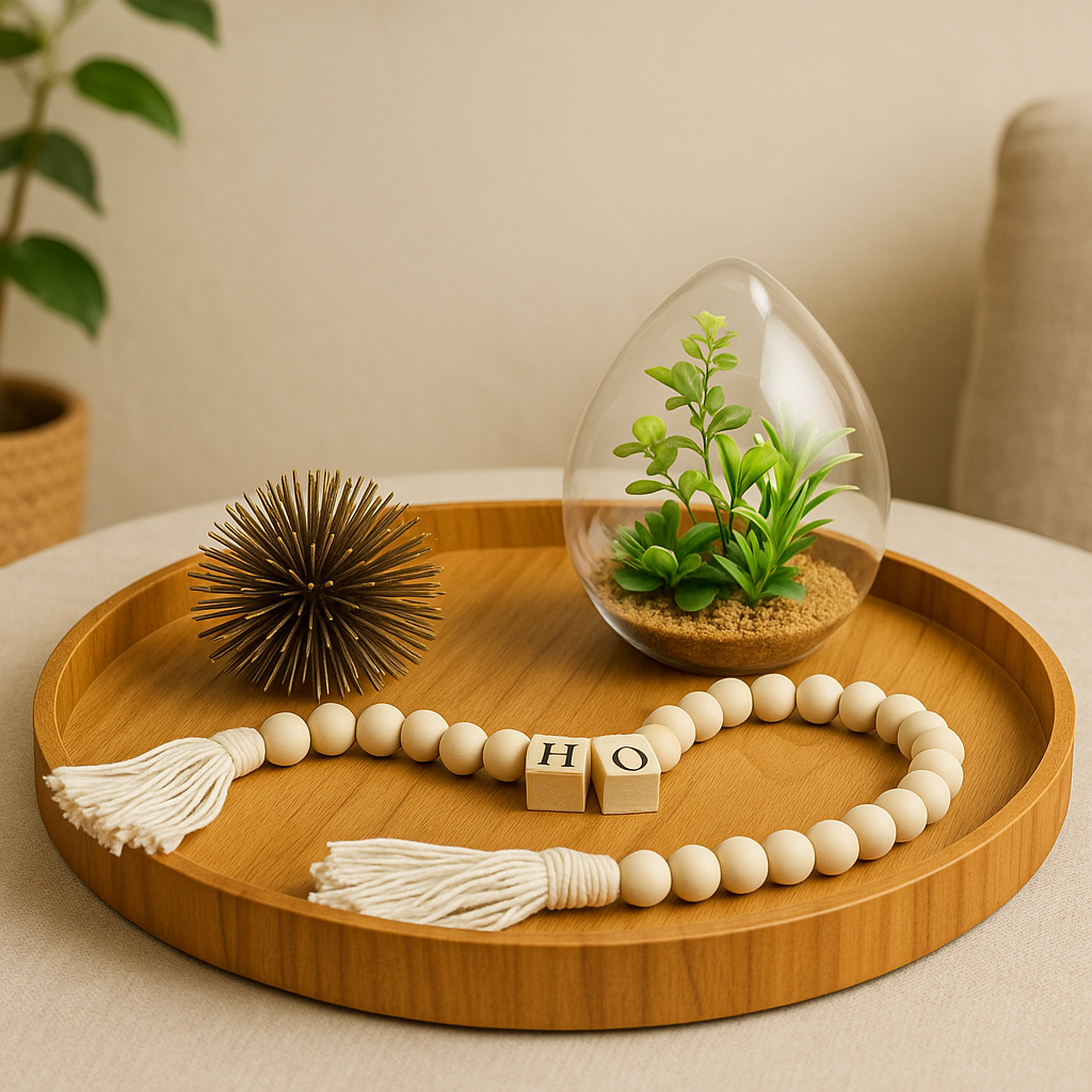 Bandeja de Madeira Cinamomo 30cm Para Sala de Estar e Decoração de Mesa Casa Elegante