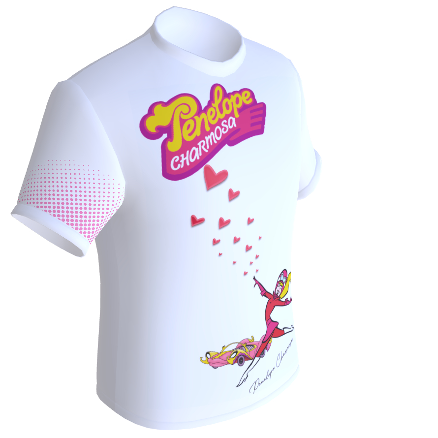 Camiseta Poliéster Penélope Charmosa Vintage Camisa Desenho  Blusa Corrida Maluca Retro