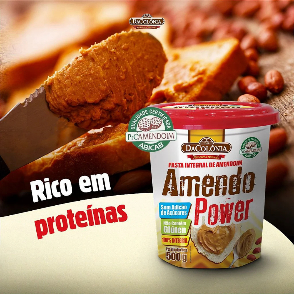 Pasta de Amendoim Tradicional Integral 500 G Produto Vegano Dacolônia
