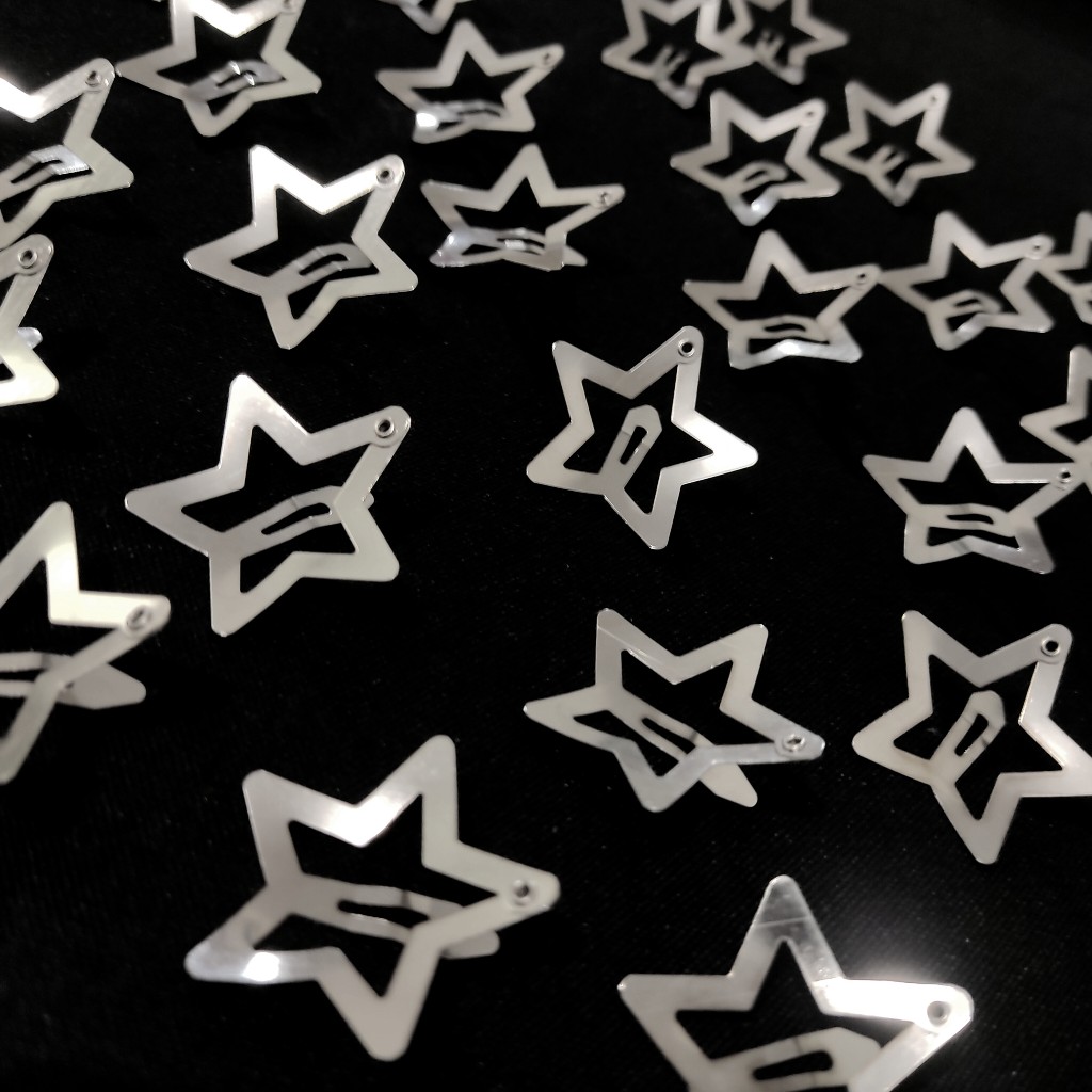 Kit 10 Presilhas Estrela Tic Tac Metal Prata Acessório para Cabelo Infantil e Adulto Moda Y2K Korea