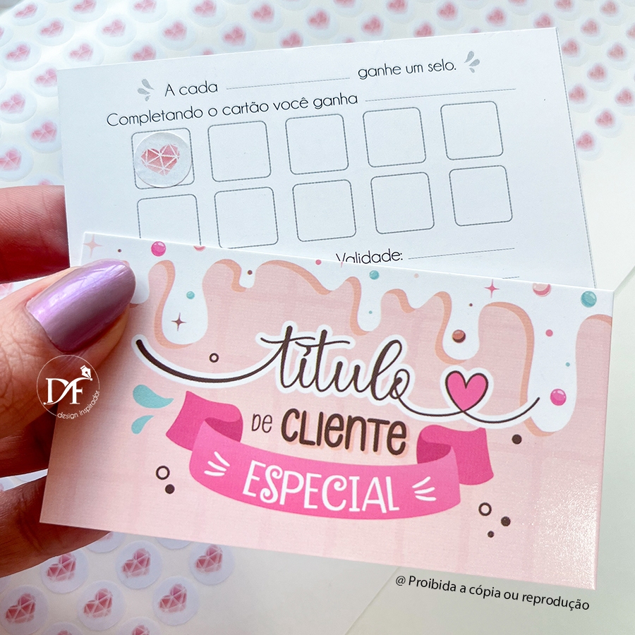 Cartões Fidelidade Doceria + Selos - 50 ou 100 unid. - 9x5cm em Oferta na Shopee