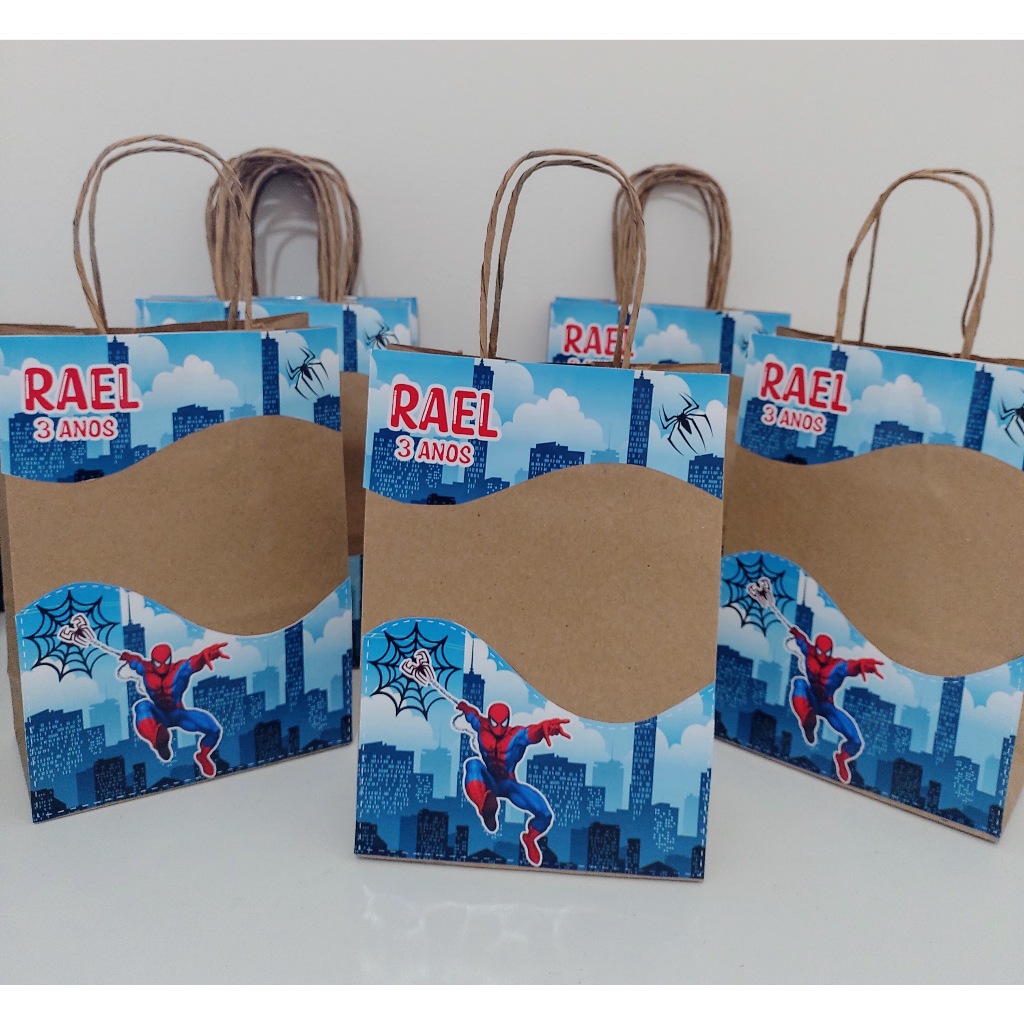 SACOLINHA SURPRESA HOMEM ARANHA/ SACOLINHA DE FESTA PERSONALIZADA/ SACOLINHA KRAFT HOMEM ARANHA