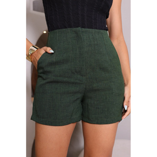 Short Feminino Linho Cintura Alta Social Casual na Moda em Oferta na Shopee