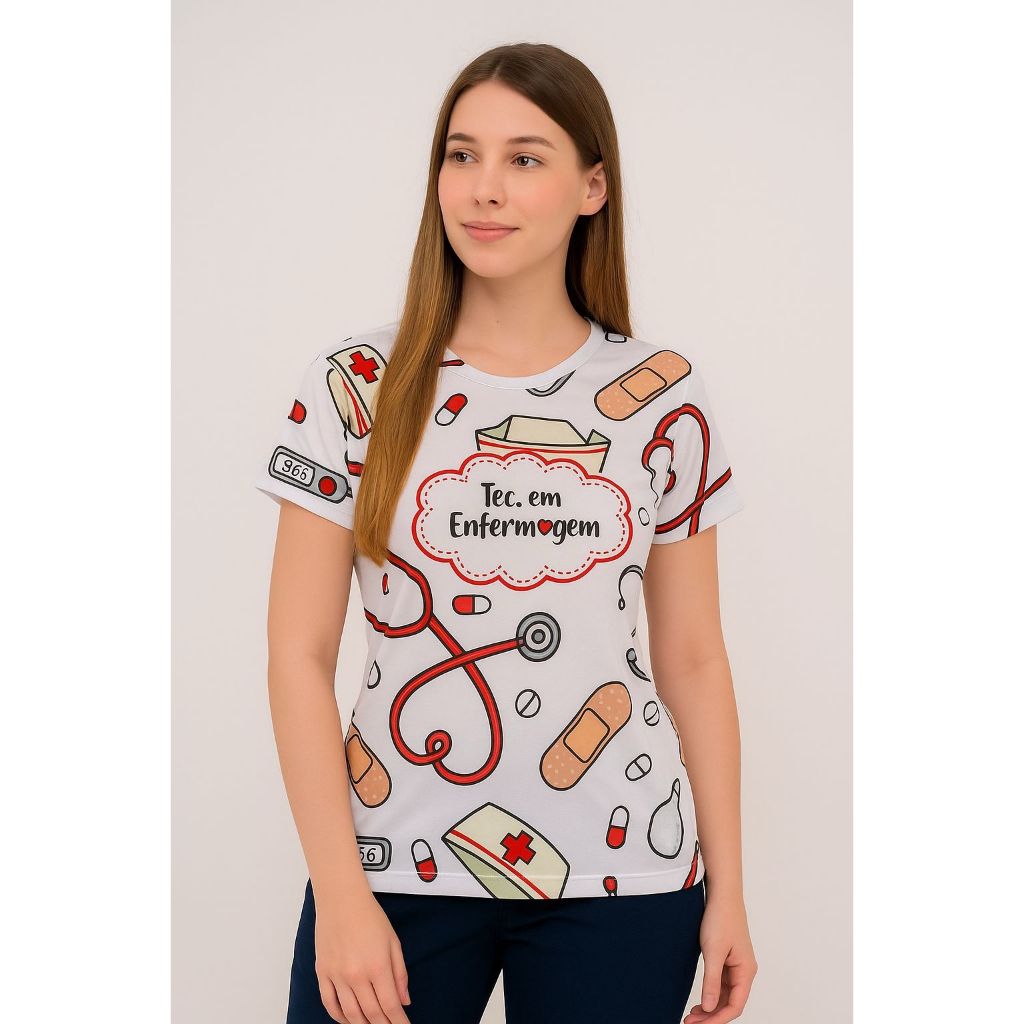 Blusa T-shirt Enfermagem Camiseta Feminina Enfermeira Profissão Tecnico em Enfermagem