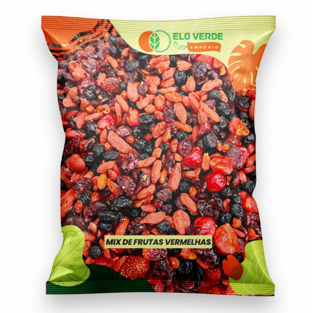 Mix de Frutas Vermelhas Desidratadas 250g 500g Morango Cranberry Gojiberry Cereja Uva Passa