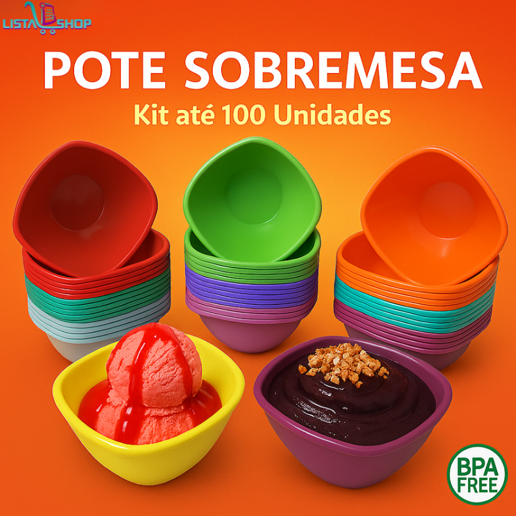 Kit Tigela de Sobremesa Plástico pote 250ml – Ideal para Açaí, Sorvete, Doces e Festas - 20 a 100 un em Oferta na Shopee