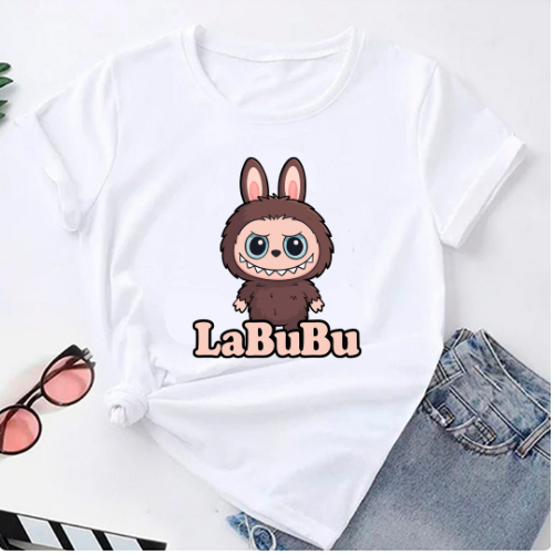 Camisa Feminina Estampada Labubu Moda Academia Treino no Algodão Pemium Camiseta T-shirt