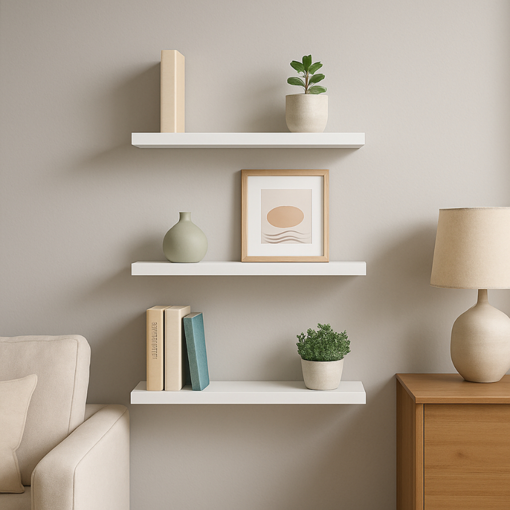 Prateleiras MDF 30cm Parede Organizador Multiuso Decoração Casa Escritório Branco Amadeirado