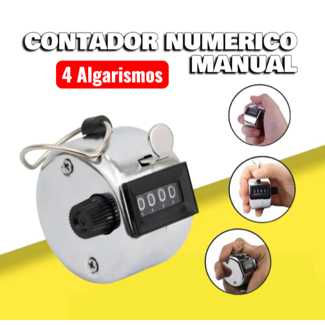 Contador Manual Numérico 4 Dígitos Starfer Ref. 03579409 Precisão Profissional Contagem Cromado