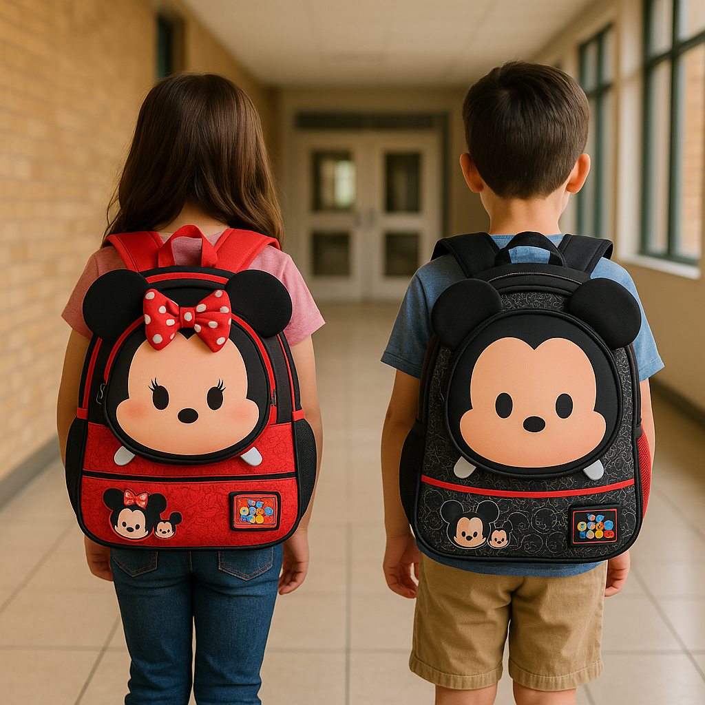Mochila Escolar Infantil Disney Mickey Minnie Menino Menina Personagens Desenho Colégio Escola Criança