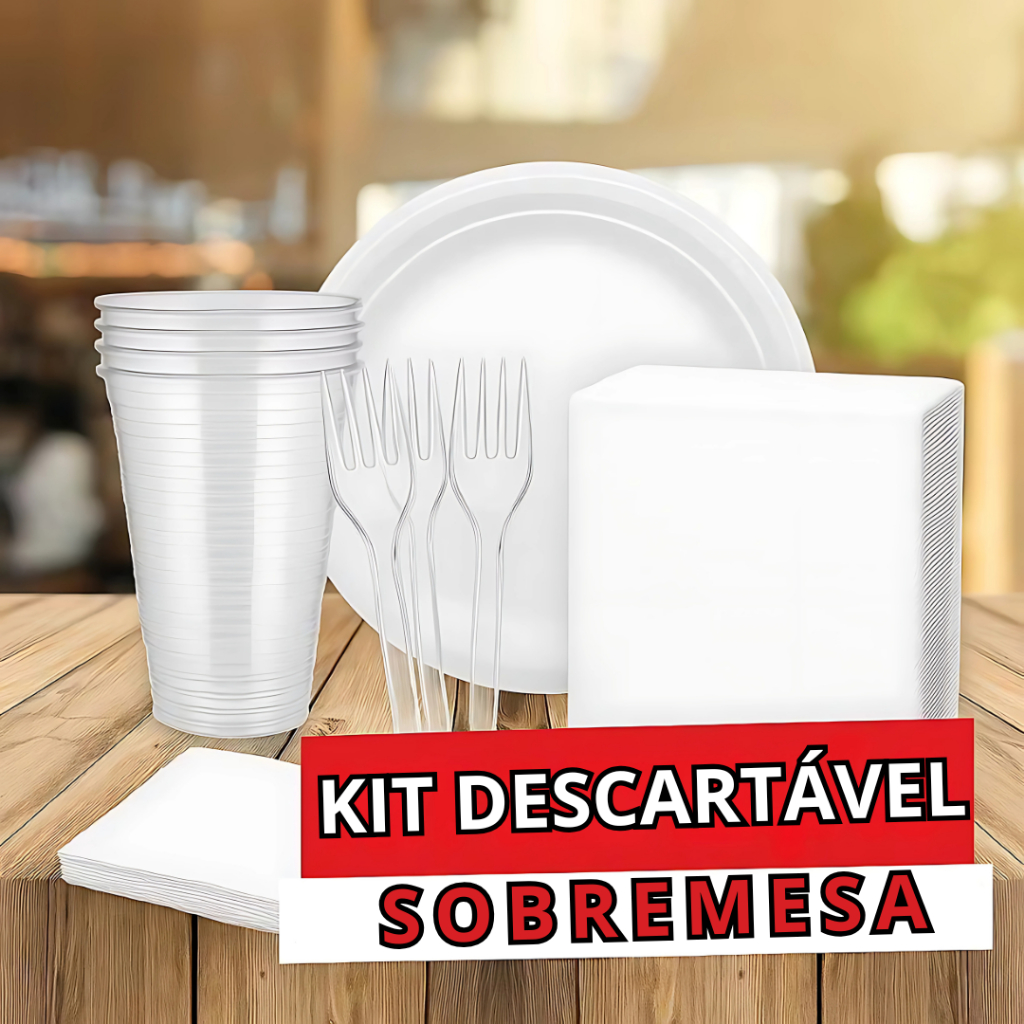Kit Festa Descartáveis Sobremesa Aniversario Econômico Branco 100/200/300 ou 400 Pessoas - Prato/Garfo/Copo/Guardanapo