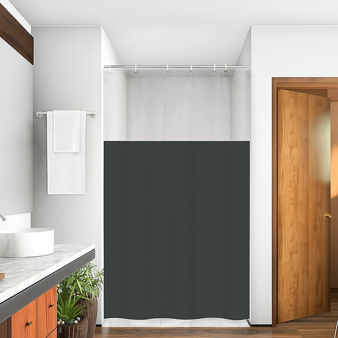 Cortina de Box Vinil Com Visor C/ Ganchos antimofo - Envio em 24h