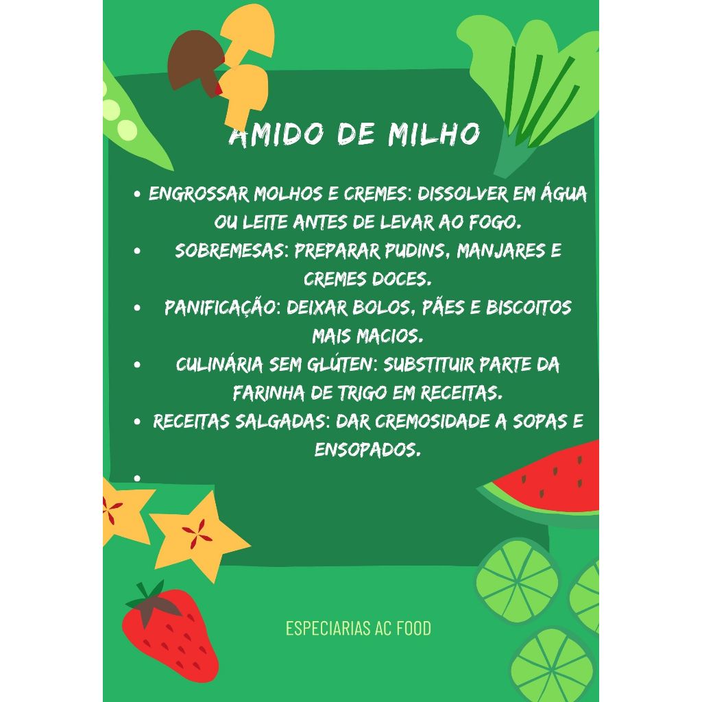 Amido de Milho Premium 2kg - (Amido de Milho SEM Glúten)
