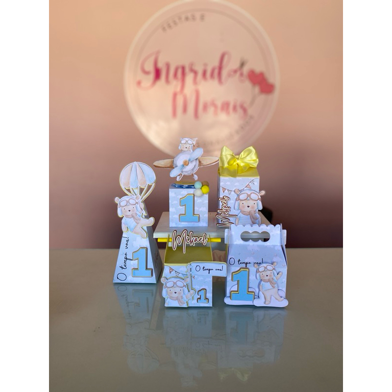kit caixas Personalizadas - ursinho aviador / lembrancinhas para festas e aniversários / desenvolvemos todos os temas