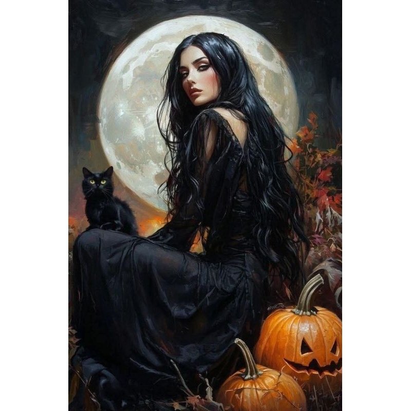 Quadro Decorativo Pomba gira a meia noite com o seu gato Preto Pombogira, pomba gira,pombagira