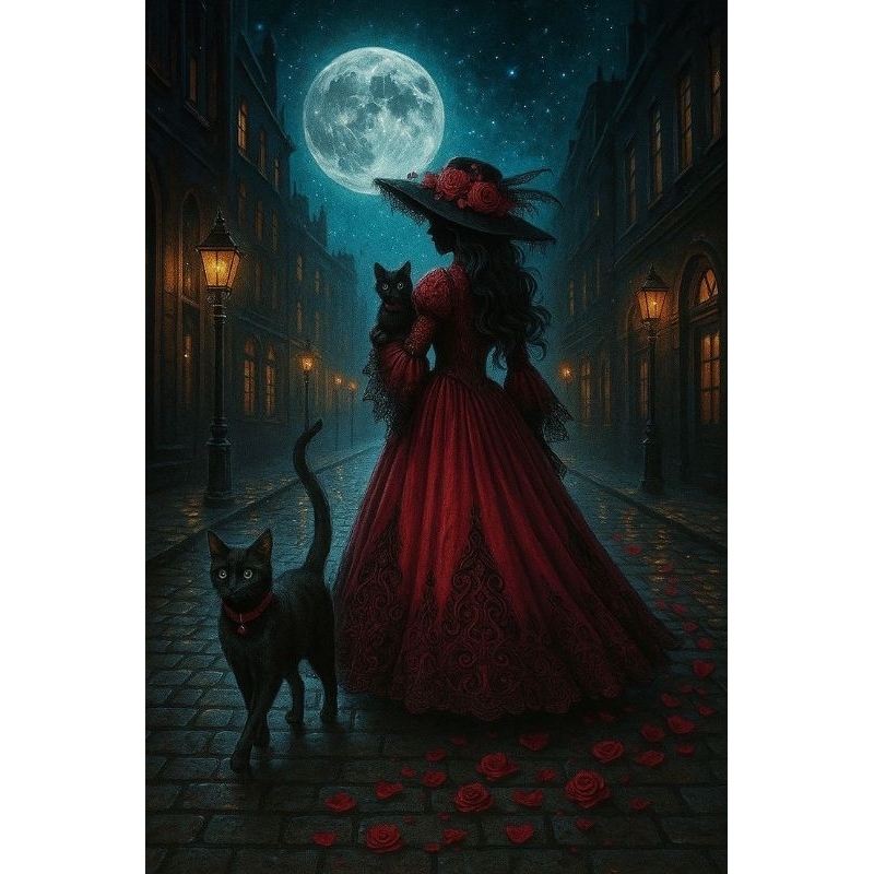 Quadro Decorativo Pomba Gira Maria Padilha com Gato Preto Pombogira, pomba gira,pombagira