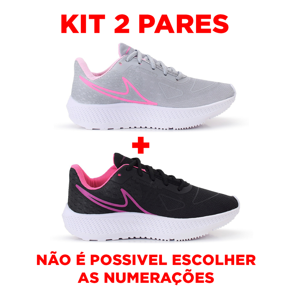Kit 2 Pares Tenis Feminino tenis femenino academia Esportivo Corrida e Academia Super Leve e Confortável do 34 ao 39