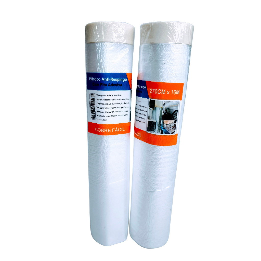 Plástico Anti Respingo com Fita Adesiva Filme de Mascaramento Protege Fácil