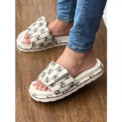 Sandália Papete Feminina Confortável com Velcro Ajustável Slide Leve Antiderrapante Casual Dia a Dia Moda 2026