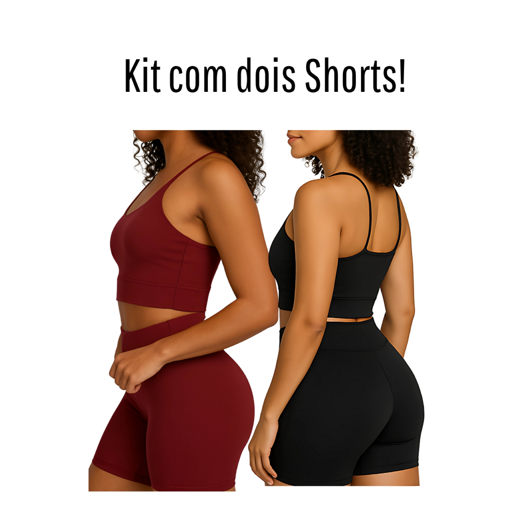 KIT COM DOIS SHORTS Legging Roupa de academia Esporte Fitness Não fica Transparente