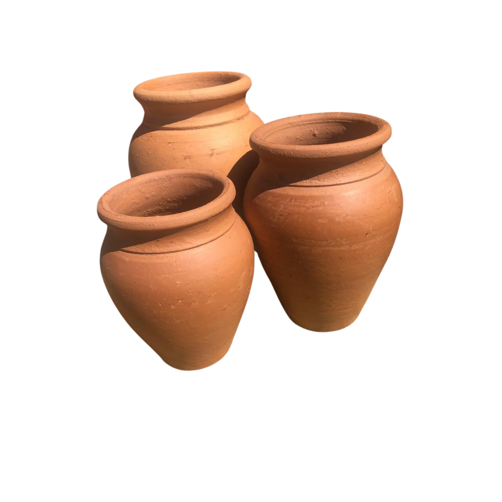Kit 3 Vasos Porrão de Barro Artesanal - Trio Vasos bojudo em Oferta na Shopee