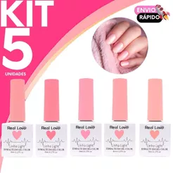 Esmalte em Gel Real Love Kit Tons de Nude Linha Light Brilho Durabilidade e Unhas Profissionais
